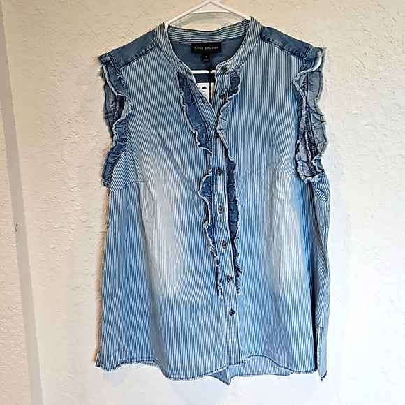 Lane Bryant Tops - Lane Bryant Button Down Ruffle Short Sleeve Top NWT